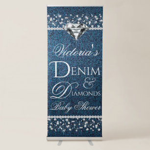 Denim and Diamond Retractable Baby Shower Banner