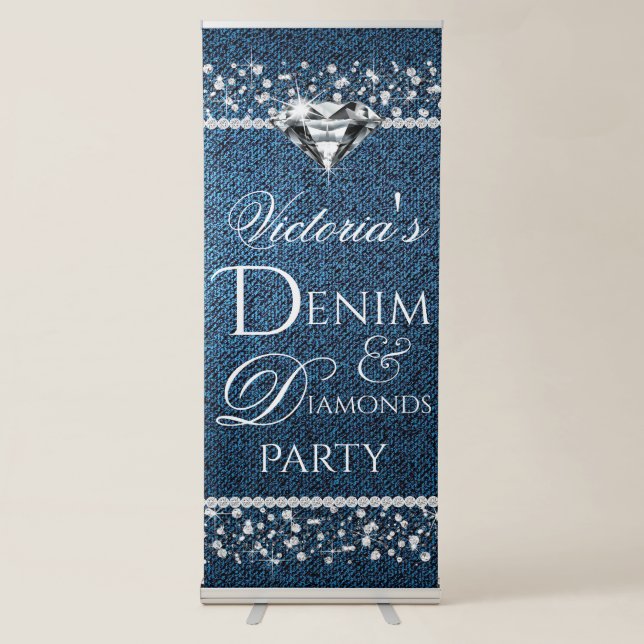 Denim and Diamond Retractable Party Event Banner (Front)