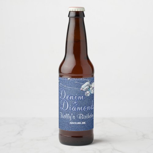 Denim and Diamonds Beer Bottle Label