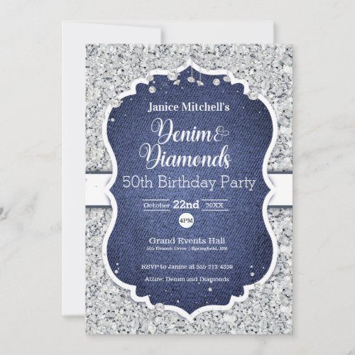 Denim and Diamonds Birthday Invitation