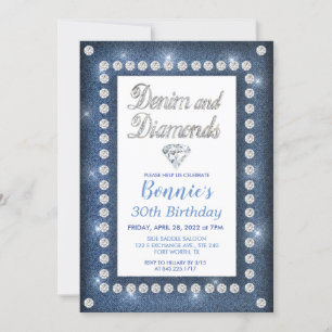 Denim and Diamonds Birthday Invitation