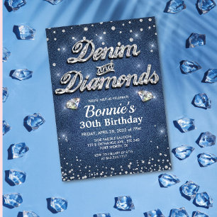 Denim and Diamonds Birthday Invitation