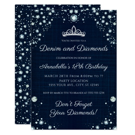 Denim And Diamonds Birthday Invitations Zazzle Com