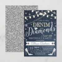  Denim and Diamonds Birthday Party Invitation