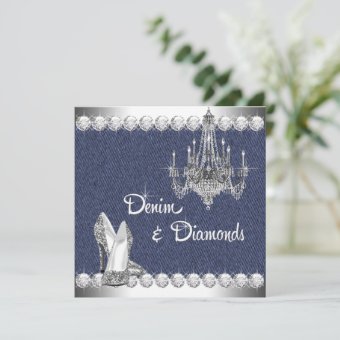 Denim and Diamonds Birthday Party Invitation | Zazzle