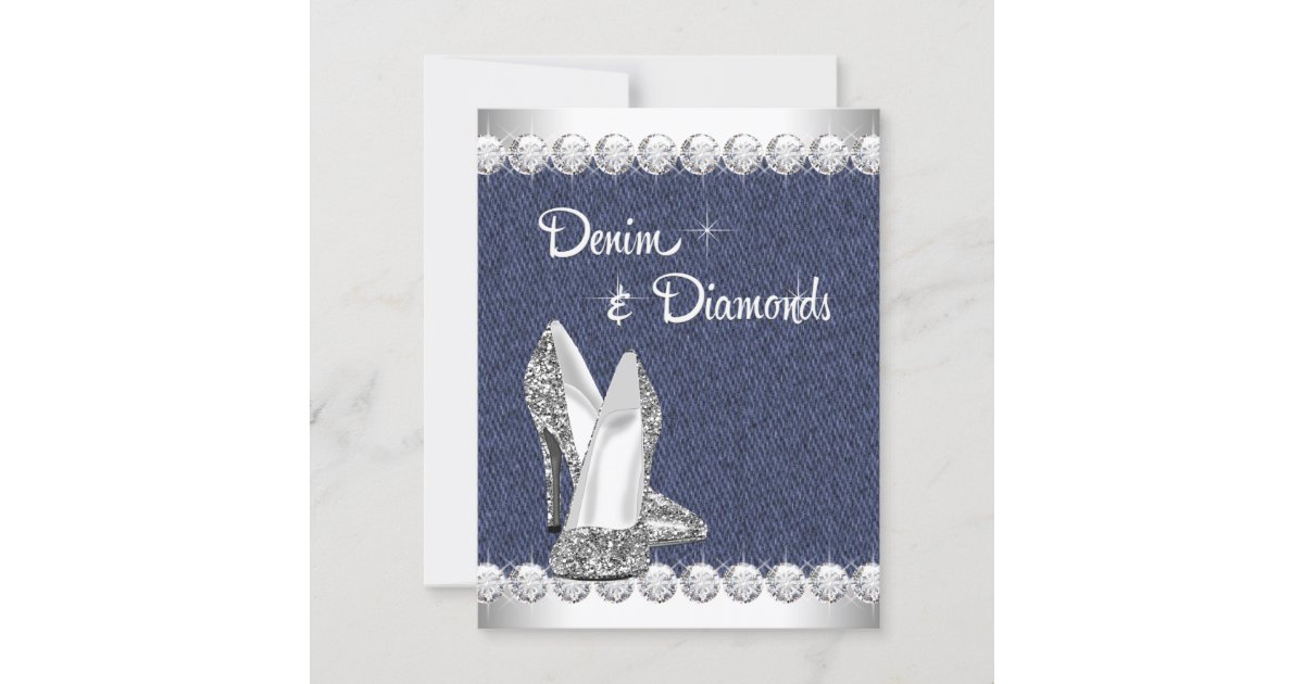 Denim and Diamonds Birthday Party Invitations | Zazzle