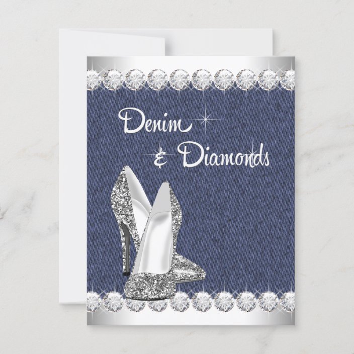 Denim and Diamonds Birthday Party Invitations | Zazzle.com