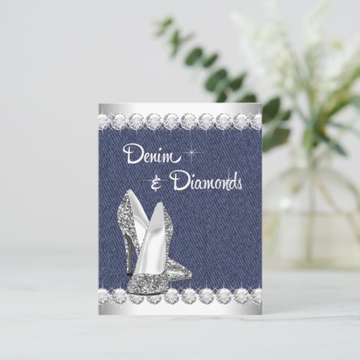 Denim and Diamonds Birthday Party Invitations | Zazzle