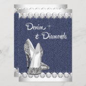 Denim and Diamonds Birthday Party Invitations (Front/Back)