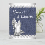 Denim and Diamonds Birthday Party Invitations (Standing Front)
