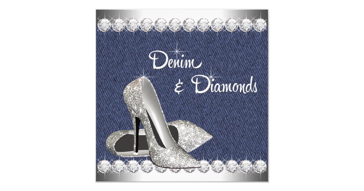denim and diamonds birthday party invitations zazzle com bling christmas shirts
