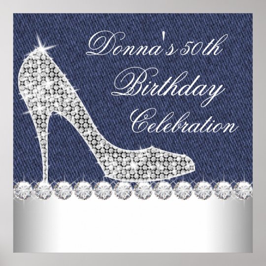 Denim and Diamonds Birthday Party Poster | Zazzle