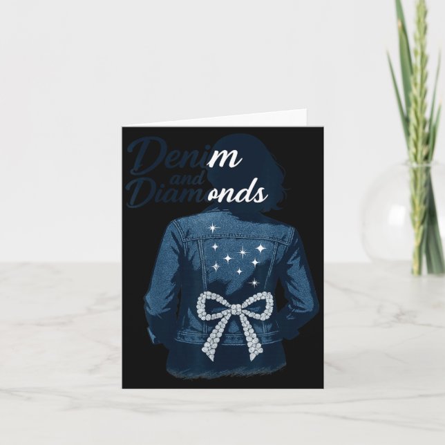 Denim And Diamonds Bow Ladies Girls Jeans Women  Card (Front)