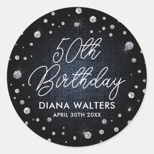 Denim and Diamonds Classic Round Sticker