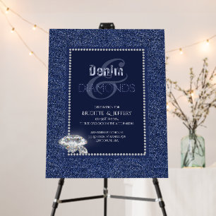 Denim and diamonds custom wedding foam board