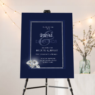 Denim and diamonds custom wedding foam board