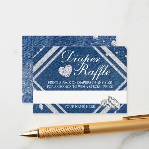 Denim and Diamonds Diaper Raffle Enclosure Card