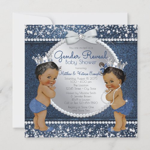 Denim and Diamonds Gender Reveal Shower Invitation