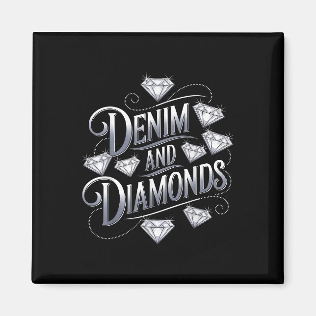Denim And Diamonds Glam Cowgirl Party Design  Magnet (Front)