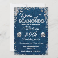 Denim and Diamonds invitation Chic Birthday Party