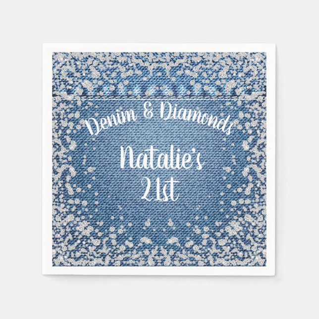 Denim and Diamonds Napkins, Denim & Diamonds Party Napkins (Front)