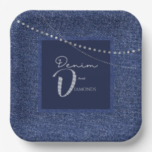 Denim and diamonds Paper plate