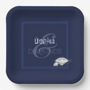 Denim and diamonds Paper plate