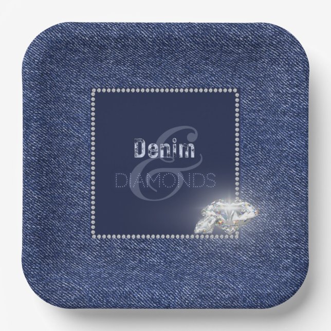 Denim and diamonds Paper plate (Front)