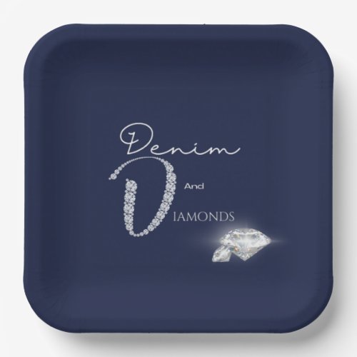 Denim and diamonds Paper plate