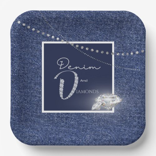 Denim and diamonds Paper plate