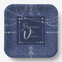 Denim and diamonds Paper plate