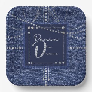 Denim and diamonds Paper plate