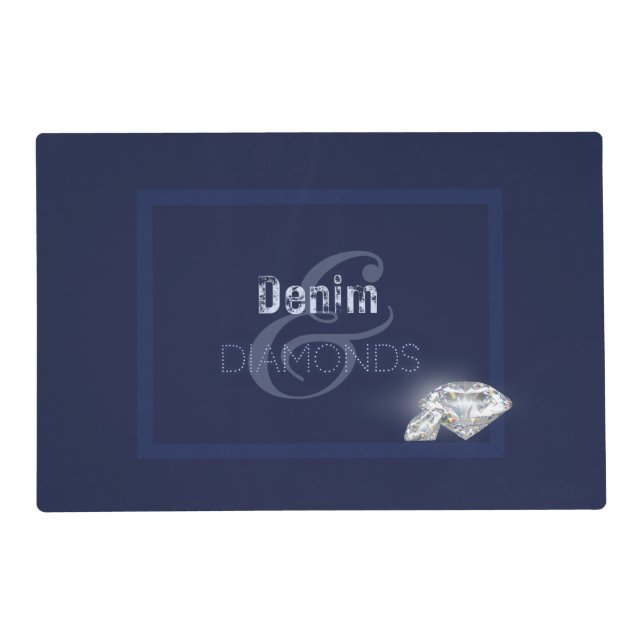 Denim and diamonds Paper plate Placemat (Front)