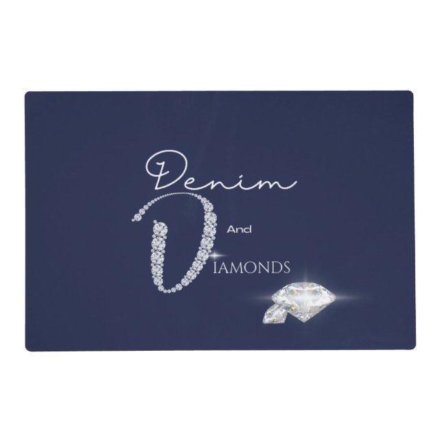 Denim and diamonds Paper plate Placemat (Front)