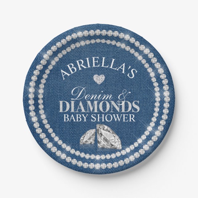 Denim and Diamonds Paper Plates (Front)