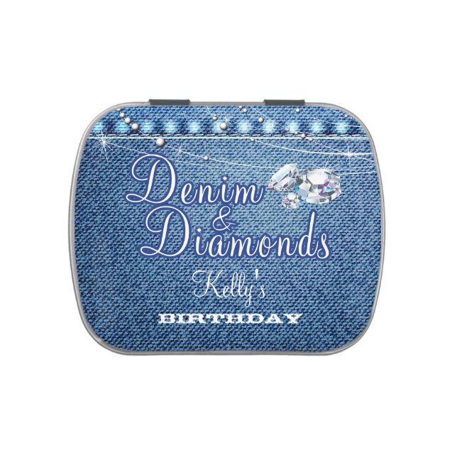 Denim and Diamonds Party Candy Tin (Top)
