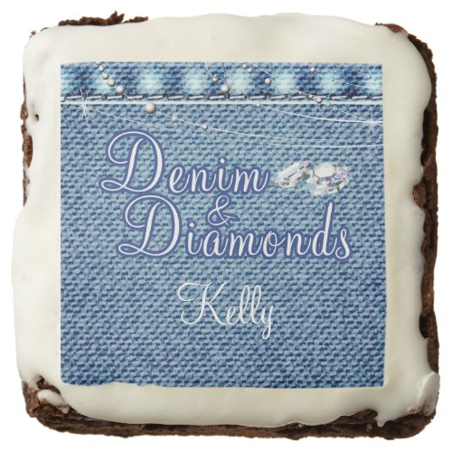 Denim and Diamonds Party Custom Printed Edibles Brownie