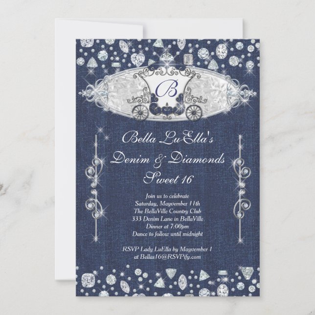 Denim and Diamonds Party Invitations (Front)