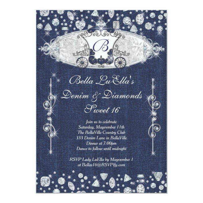 Denim and Diamonds Party Invitations | Zazzle.com