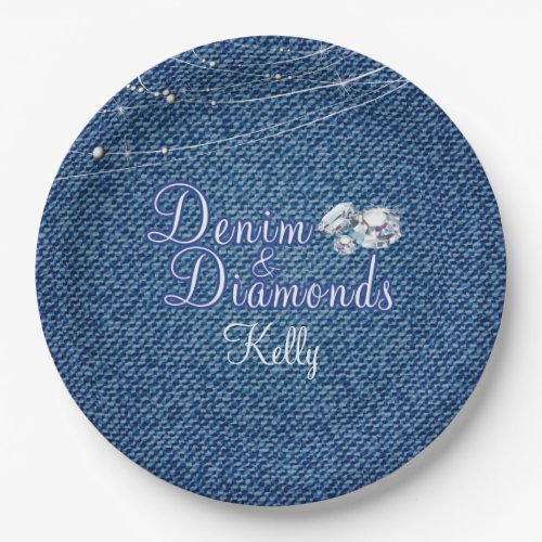 Denim and Diamonds Party Paper Plates