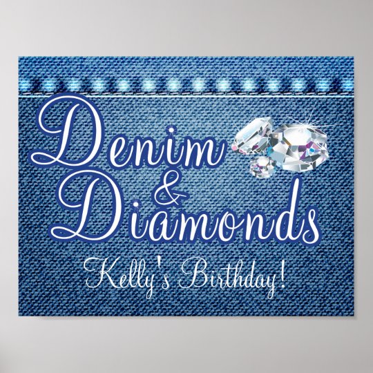 Denim And Diamonds Party Poster Zazzle Com