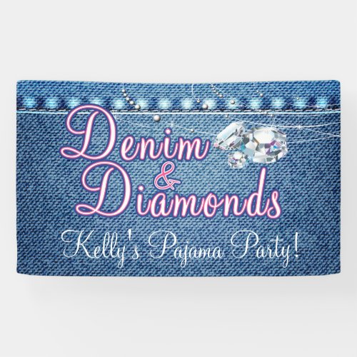 Denim and Diamonds Party with Pink Banner