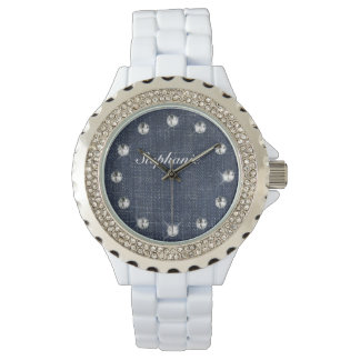 Denim and Diamonds Personalized Watch