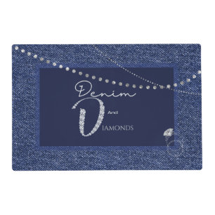 Denim and diamonds placemat