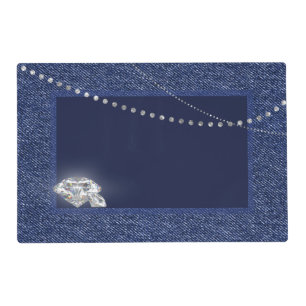 Denim and diamonds placemat