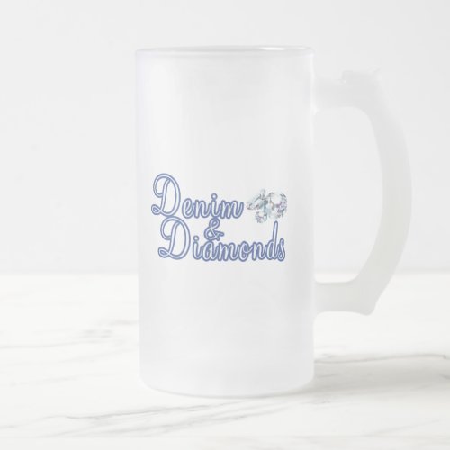 Denim and Diamonds Rustic Glam Frosted Glass Beer Mug