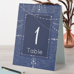 Denim and diamonds table tent
