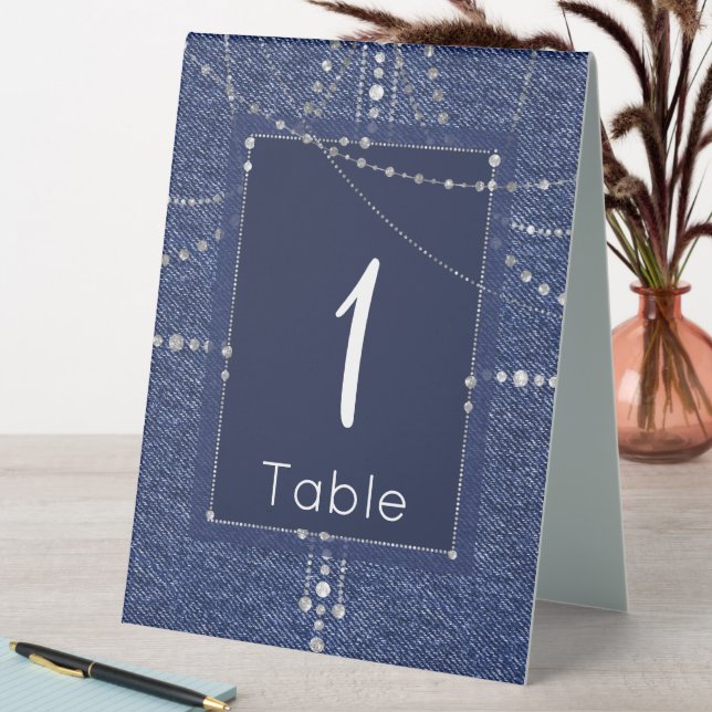 Denim and diamonds table tent (In SItu (Table))