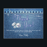 Denim and Diamonds Thank You Cards<br><div class="desc">Denim and Diamonds Party Supplies and Decorations. Additional Denim and Diamonds Party Decor items available at Metro-Event.com and Metro-events on Zazzle</div>