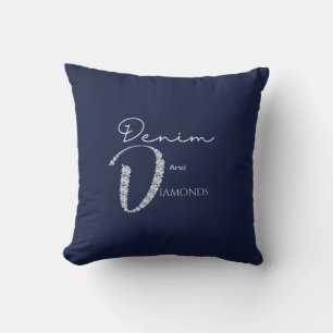 Denim and diamonds throw pillow